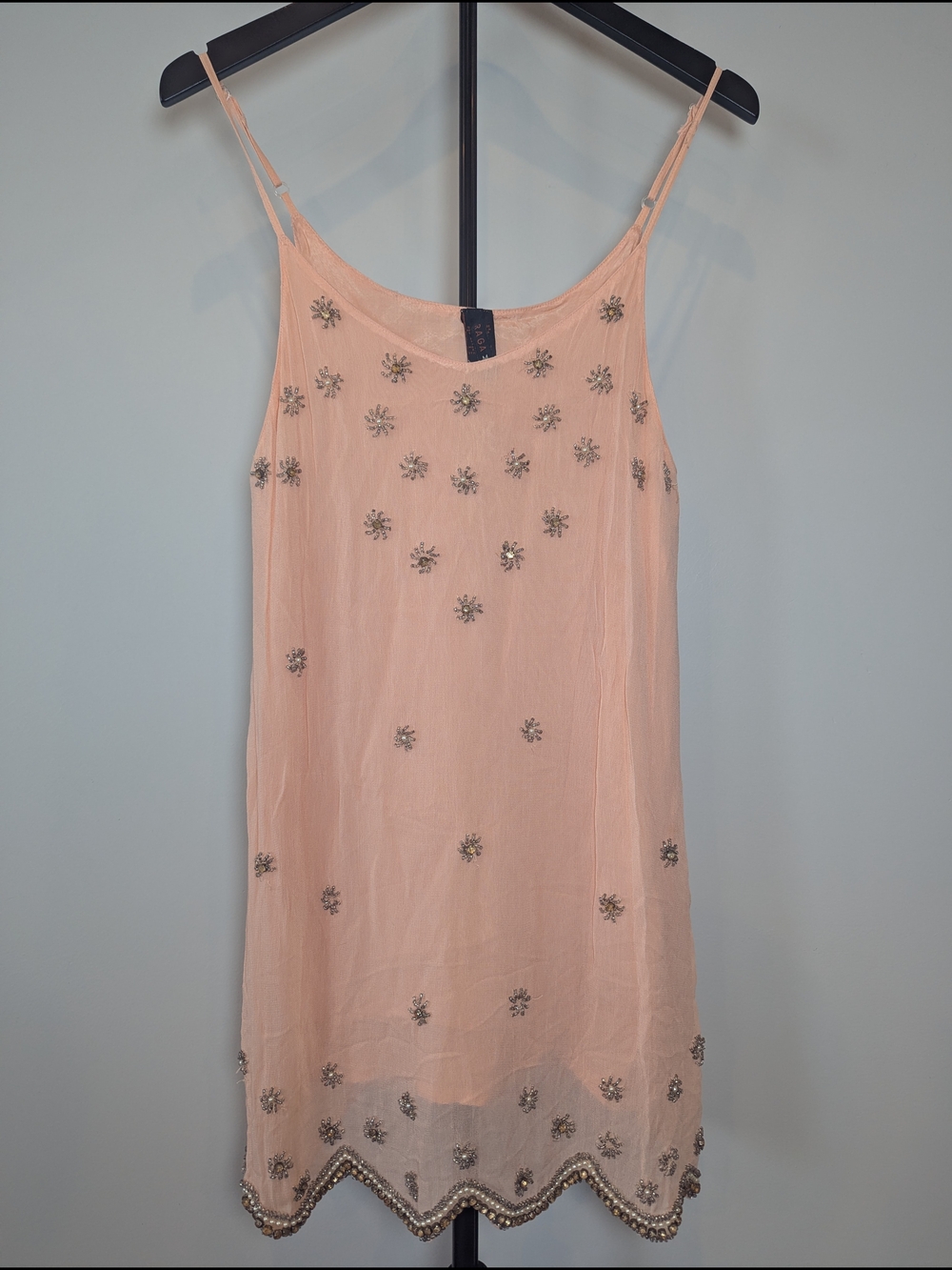 RAGA Peach Beaded Floral Slip Dress